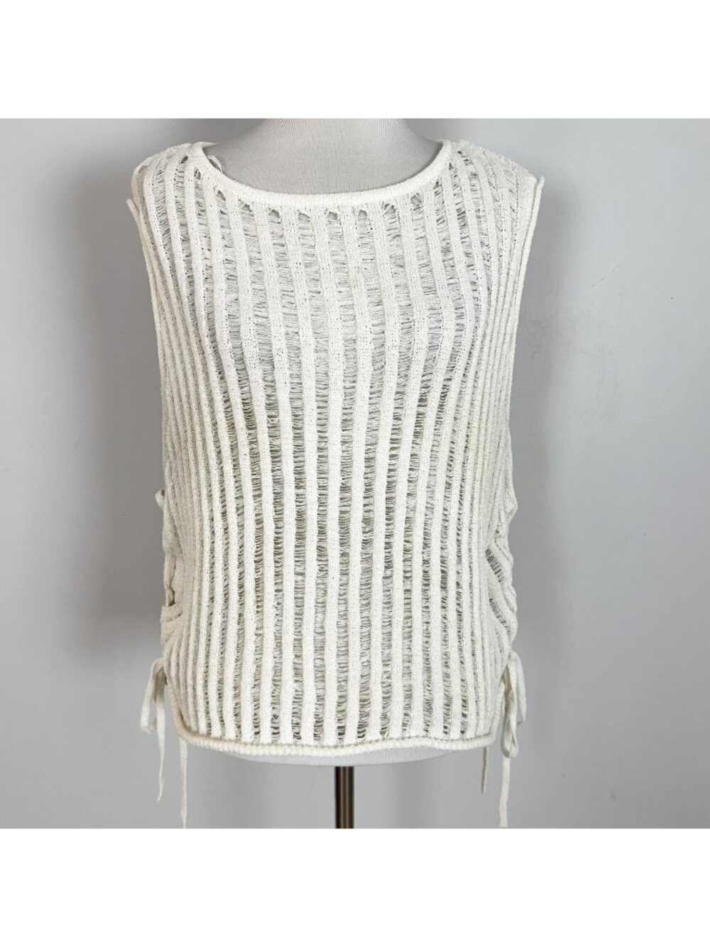 Women's Ivory Open Knit Slouchy Sweater Top Relaxed Loose Lagenlook Size XL